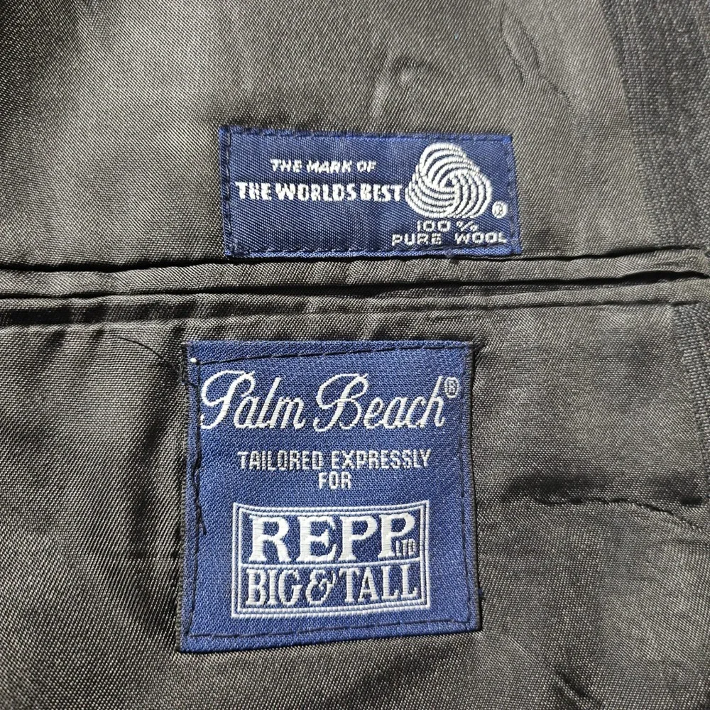 Vtg Palm Beach Mens 48R Wool Gray Pinstripe Suit Jacket Blazer UNITE Made in USA